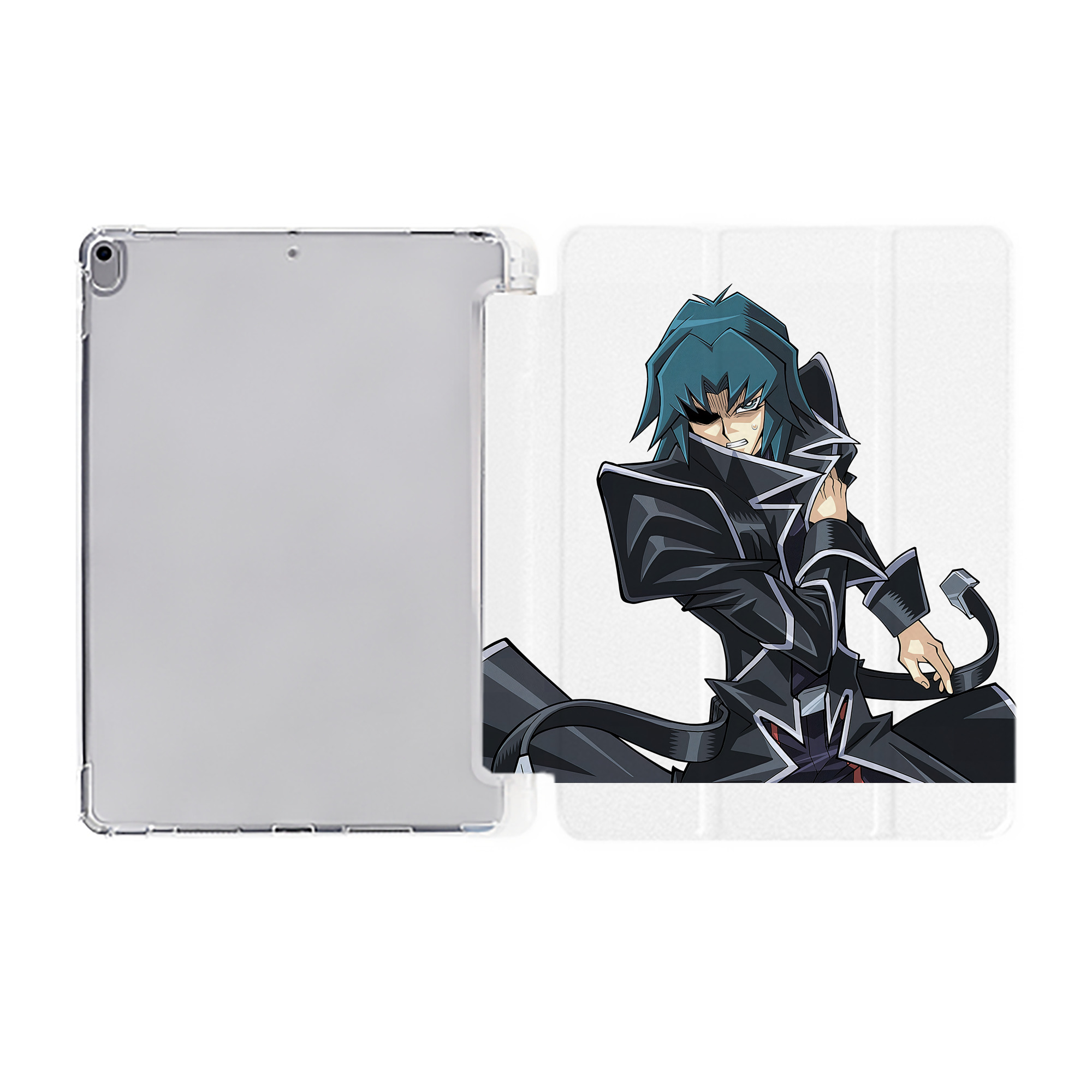 （画像用） 遊☆戯☆王 Yu-Gi-Oh! IPad ケース ペン収納付き 三つ折りスタンド PUレザー×シリコン 対応機種9.5/10.5/10.9インチ